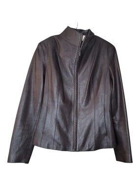 Cole Haan Buttery Soft Brown Lambskin Leather Jacket 6